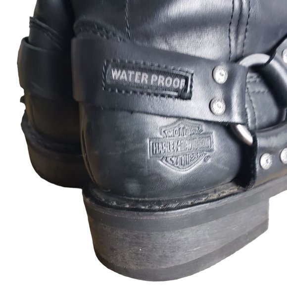 HARLEY DAVIDSON Mens Size 9.5 M Black Hustin Waterproof Motorcycle Riding Boots - Picture 8 of 15